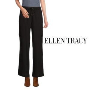 Ellen Tracy Essential Drawstring Black Comfortable Pants Size Medium